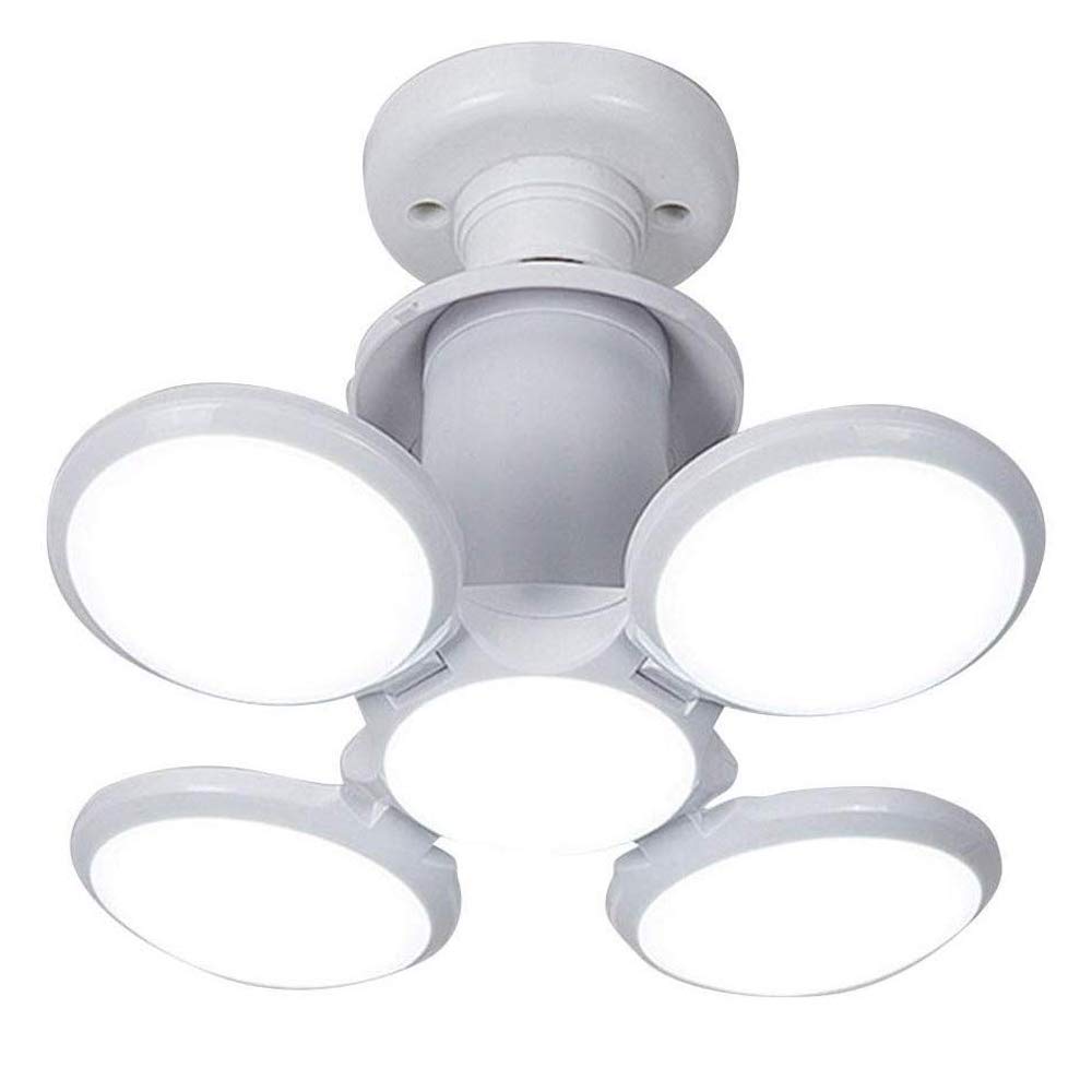 LED Garage Lights Deformable 40W LED Basement Lights E26/E27 LED Light Bulb Ceiling Lighting Daylight Lamps with 4 Adjustable Panels for Workshop Living Room Workbench Warehouse DOOMUN