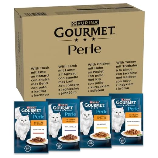 Purina Gourmet Perle Cibo Umido per Gatto Filettini in Salsa Anatra + Agnello + Pollo + Tacchino - 96 x 85 g