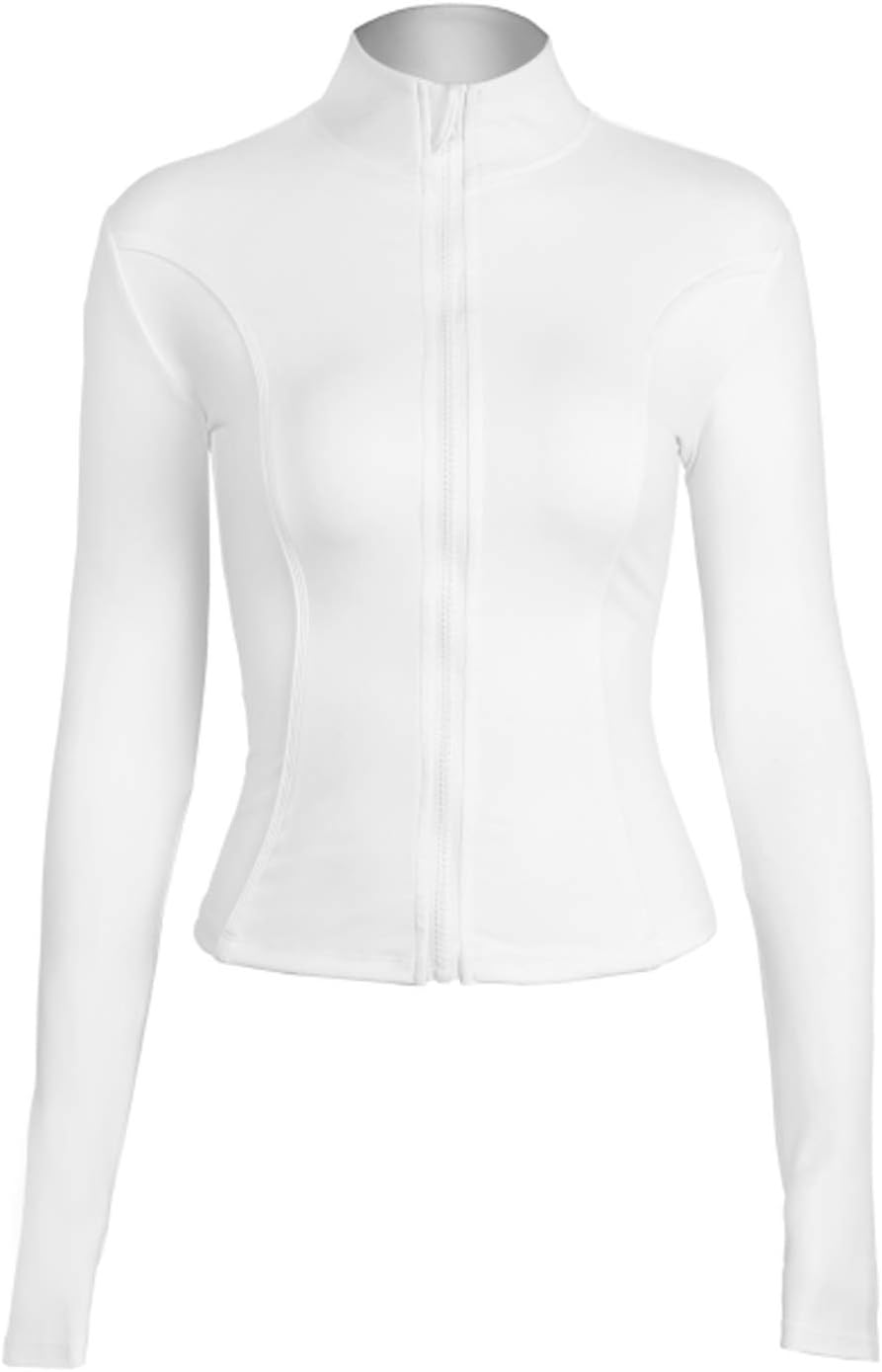 Locachy Women's Slim Fit Full Zip Athletic Running Sports Workout Jacket with Pockets