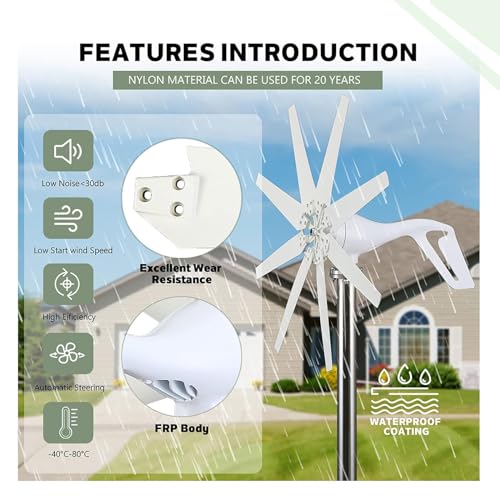 Éolienne verticale 18000W 220V Helix rouge avec contrôleur