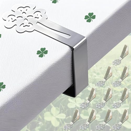 CUNGLIN Lot de 10 pinces à nappe en acier inoxydable pour tables épaisses, tables de jardin, restaurant, famille à manger, extérieur, nappe