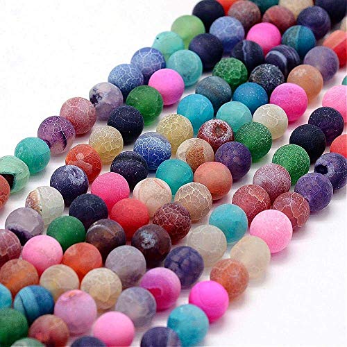 Cuentas redondas de piedras preciosas de 6 mm, ágata, colores mate variados, piedras naturales con...