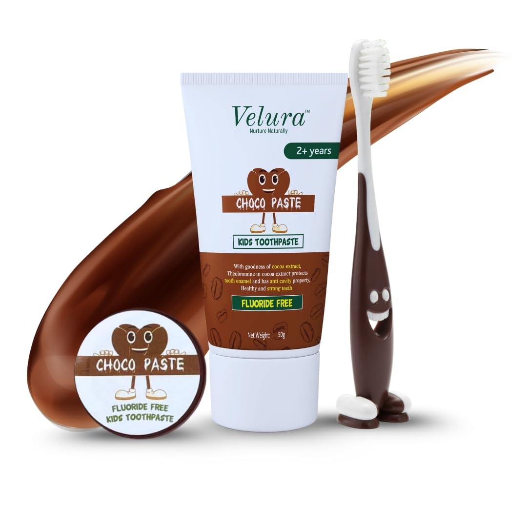 Velura toothpaste for kids Chocolate Flavour- 50 gram (2-6 years) | With Free Toothbrush| Cocoa extract for Cavity Protection, With 0% Artificial Flavors, Preservatives, Sweeteners & Colors-image-14