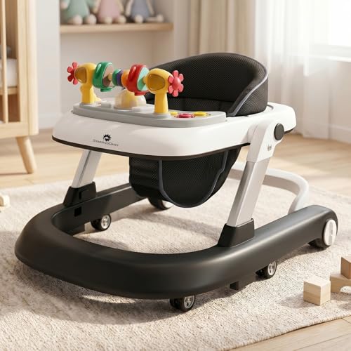 Image of StarAndDaisy Baby Walkers for 6-24 Month Baby Boy Girl /Walker for Kids for 1 Years with Adjustable Height, Musical Tray /Walker for Baby /Kids with Brakes Prevant from Falling (Tiny-Black)