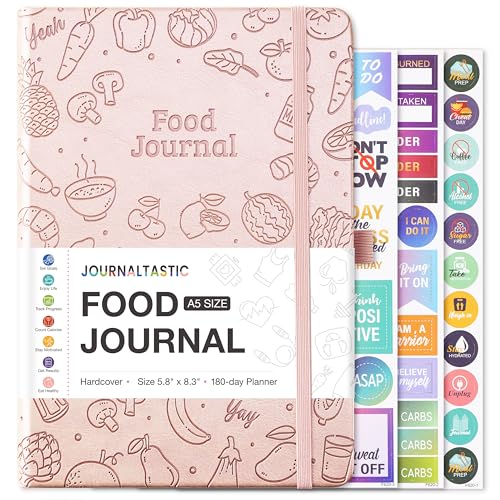 Food Diary - Food Journal Undated 6 Months for Weight Loss Meal Planner to Count Calories 5.8 x 8.3 Keep Healthy Diet & Achieve Fitness Goals - Pink