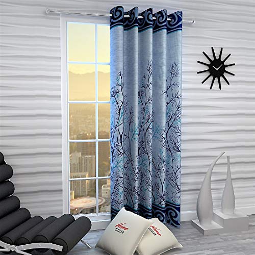 Image of Home Sizzler 1 Piece Elegant Panel Eyelet Polyester Window Curtain - 5 Feet, Blue