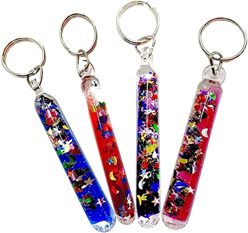 Glitter Wand Key Tag with Beeds and Moons and Stars Key Ring One Key Chain