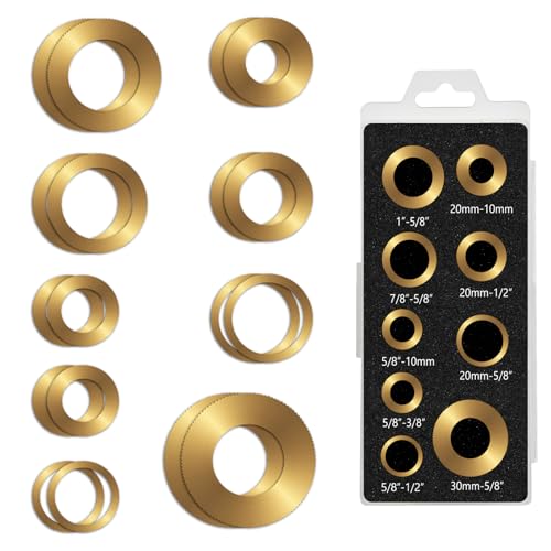 ANGELSWORD Saw Blade Bushing Set, Arbor Adapter Kit, Arbor Spacer Combination, Reduction Ring Combo, 9 General Sizes for Circular Saw Blade, Diamond Blade on Circular Saw, Angle Grinder, 18 Pack by ANGELSWORD - Used condition - US$8.90