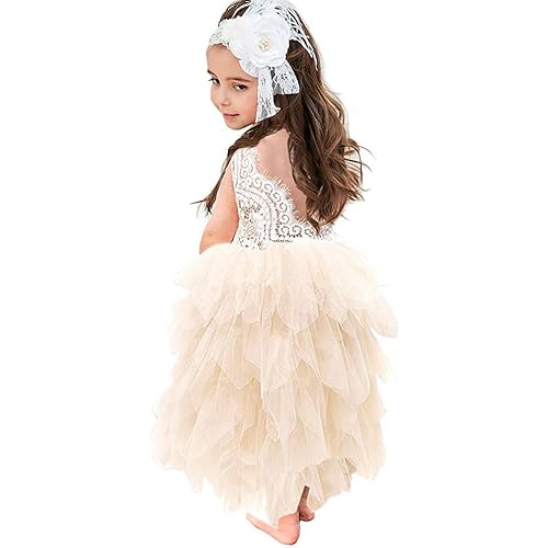 Topmaker Backless A-line Lace Back Flower Girl Dress