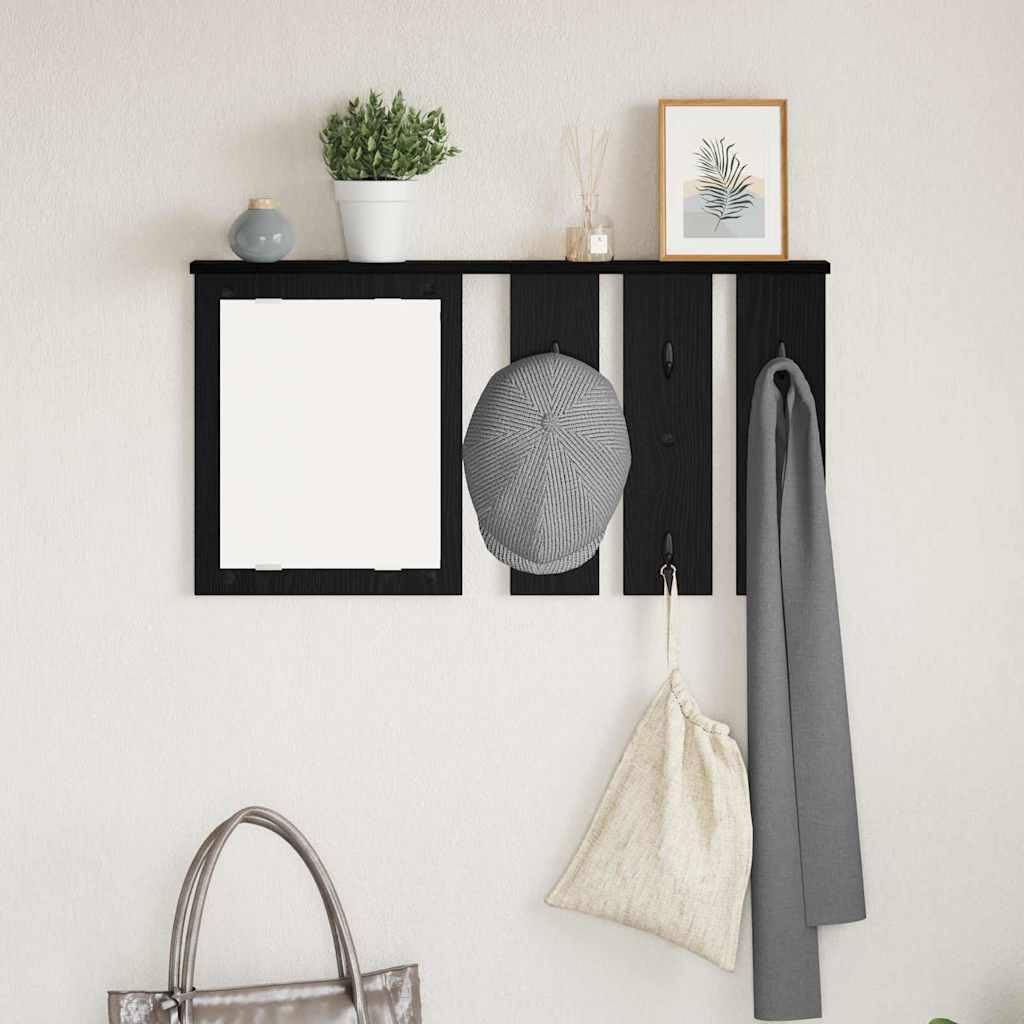 Perchero de pared con estante, color negro, efecto roble, 85 x 45 cm, diseño moderno, soporta hasta 20 kg, para pasillo, dormitorio, cocina