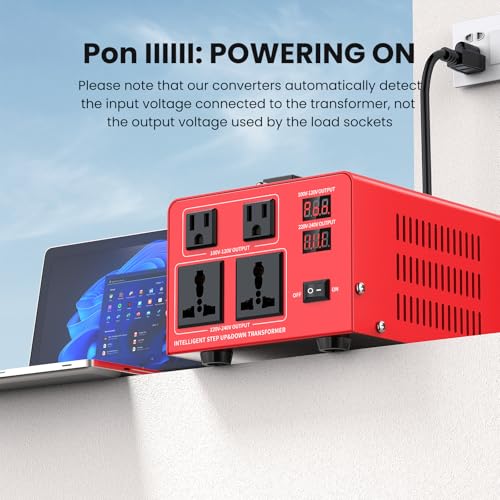 Image of 1000W Voltage Transformer Power Converter(110V to 220V, 220V to 110V) Step Up /Down Converter 110 /120 Volt - 220 /240 Volt w /US Power Cord, LCD Display, 2 US Outlets, 2 Universal Outlet