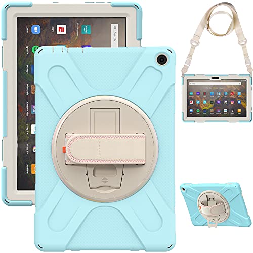 Aokil Fire HD 10 2021���f�� �P�[�X Fire HD 10 Plus 2021���f�� �J�o�[ �ϏՌ� �V�����_�[�X�g���b�v�t�� �y���z���_�[�t�� �n���h�X�g���b�v�t�� 360�x��]�X�^���h �O�d�\�� PC+�V���R���� ���� �ϋv �h�o 