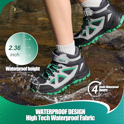 R CORD Kids Hiking Boots Waterproof & Breathable, Durable TPR Traction Outsole, Anti-Skid, Athletic Drawstring Closure, Unisex, Purple, Little Kid, Hiking, Sports2