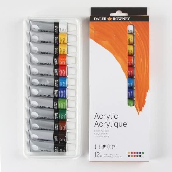 MURCY Acrylic Paint Set - 12 Vibrant Colors for Kids & Adults, 12mL Tubes, Ideal for Wood, Canvas, Fabric, Ceramics - Art Supplies (12 Pack of 12 mL) 1