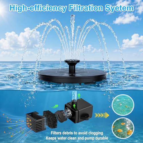 Image of LAWOHO Solar Fountain Pump 1.5W Upgraded Submersible Solar Water Fountain Panel Kit for Bird Bath,Small Pond,Garden and Lawn
