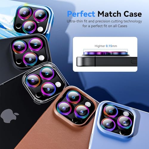Image of CLITZ for iPhone 16 Pro /16 Pro Max Camera Lens Protector Original Individual Lens Screen Protector | 9H Hardness, Scratch-Resistant, Case Friendly (Colorful)