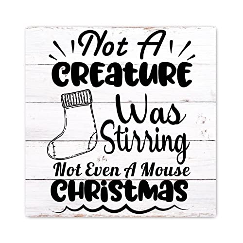 Panneau en bois Not A Creature Was Stirring tableau suspendre buanderie maison rustique