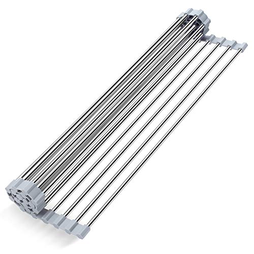 Roll Up Dish Drying Rack 17.8 inch x 11.2 inch, Dullrout Over The