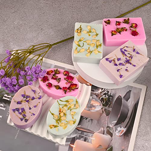 Image of Sakolla 2 Pack 6 Cavity Silicone Soap Molds Rectangle Oval Silicone Molds Loaf Handmade Molds for Soap Making Supplies DIY Pudding Cake Chocolate Cornbread Biscuit Jelly