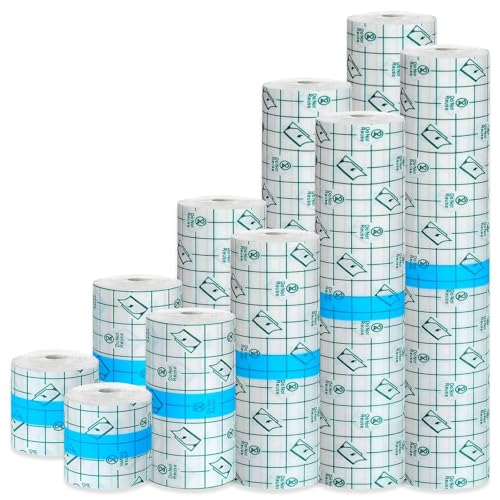 Image of 10 Rolls Tattoo Aftercare Bandages - Autdor Second Skin Tattoo Cover Up Patch Tape Waterproof Transparent Film Wrap for Swimming Shower Tattoos 5 Sizes (2 /4 /6 /8 /10 Inch x 2.2 Yard)