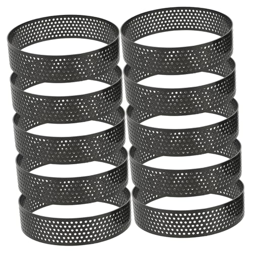 DIYEAH 10 Piezas Moldes Perforados para Tartas de Acero Inoxidable Anillos Redondos para Repostería Molde Resistente al Calor para Mousses y Pasteles para Cocina y Celebraciones