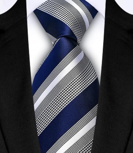 Image of GUSLESON Men's 5-pc Striped Tie Gift Set - Jacquard Necktie, Pocket Square, Cufflinks, Lapel Pin, Tie Clip - Wedding Formal Gifts