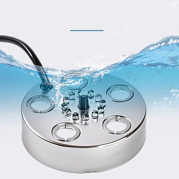 Buhdjfnke Mist Maker,Ultrasonic Water Pond Fountain Fogger 12 LED Light Flashes Stainless Steel Air Humidifier - 4