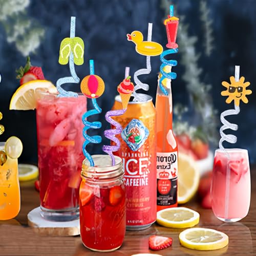 24 pitillos de plástico reutilizables con brillo para fiesta miniatura 5