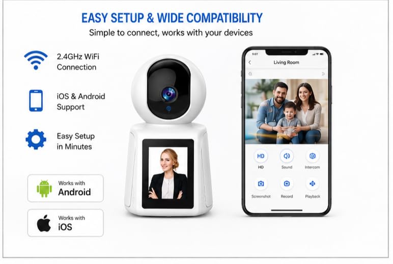 Image of WiFi Smart Home Camera with Two Way Audio Live Video Calling