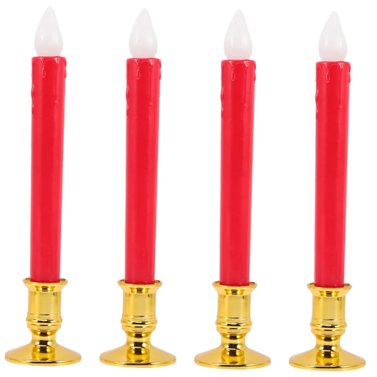 OSALADI 4 Piezas vela de simulación sujetavelas velas de té lámpara decoraciones luces velas de led velas navideñas decoración navideña con velas sin velas cónicas sin AbS rojo