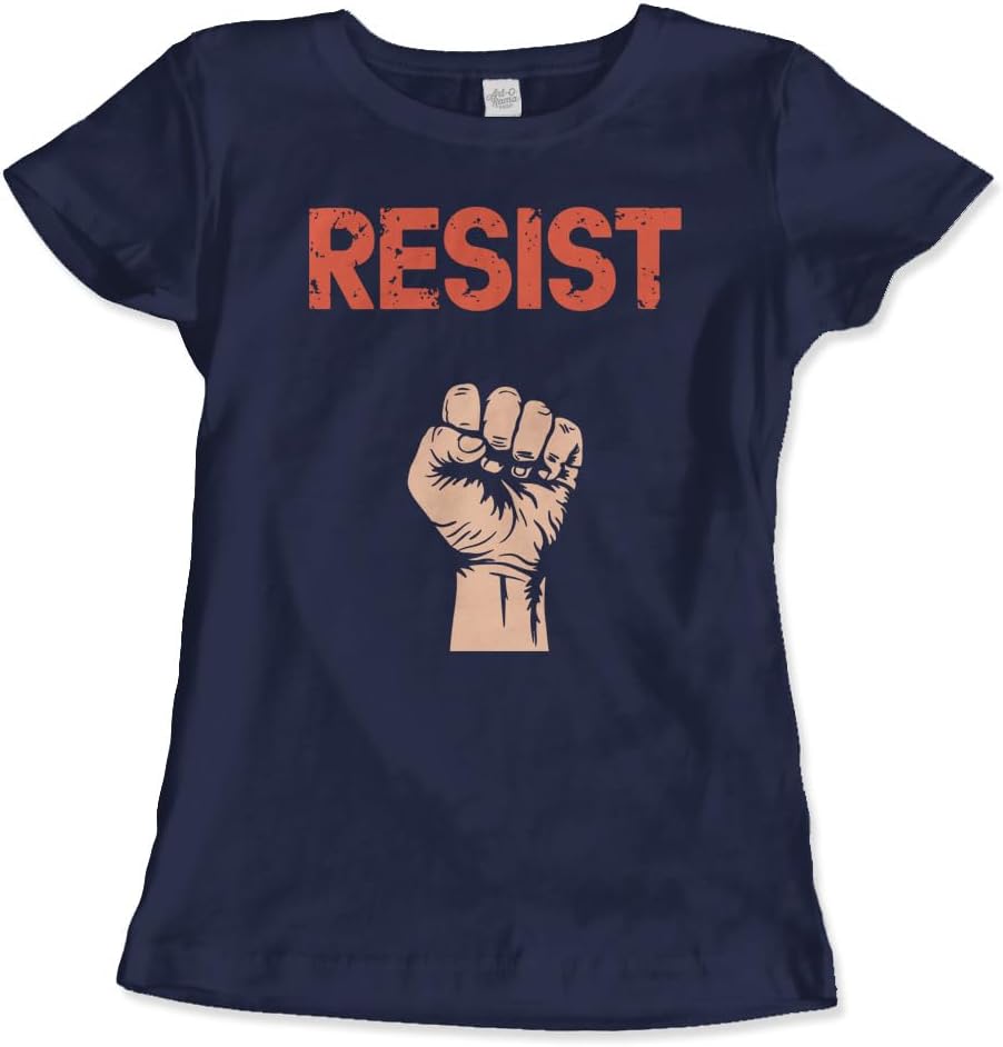 Resist - Raised Fist with Distressed Design T-Shirt (Adults, Kids, Short & Long Sleeve) Black