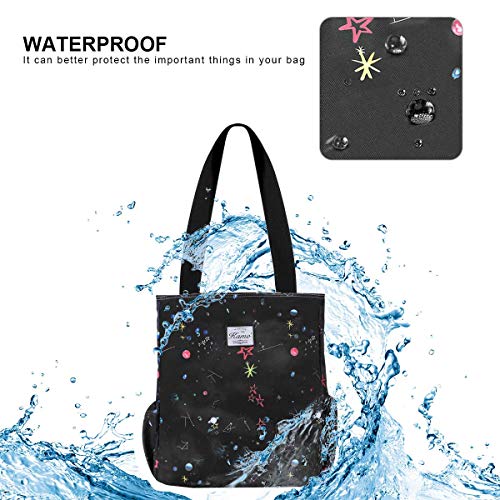 Image of KAMO Floral Tote Bag - Waterproof Lightweight Handbags Travel Shoulder Bag for Hiking Yoga Gym Swimming Travel Beach