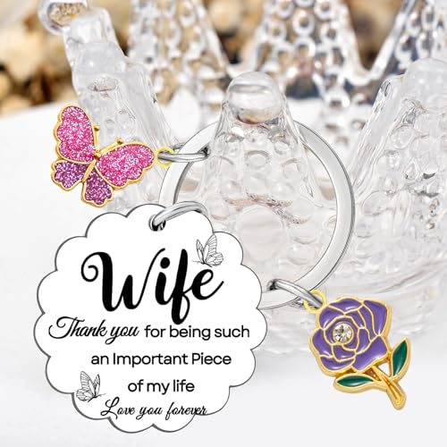 Coolvy Thank You Gifts for Women Bestie Best Friend Aunt Sister Mom Appreciation Birthday Christmas Valentines Gift Keychain (Wife) - image 7