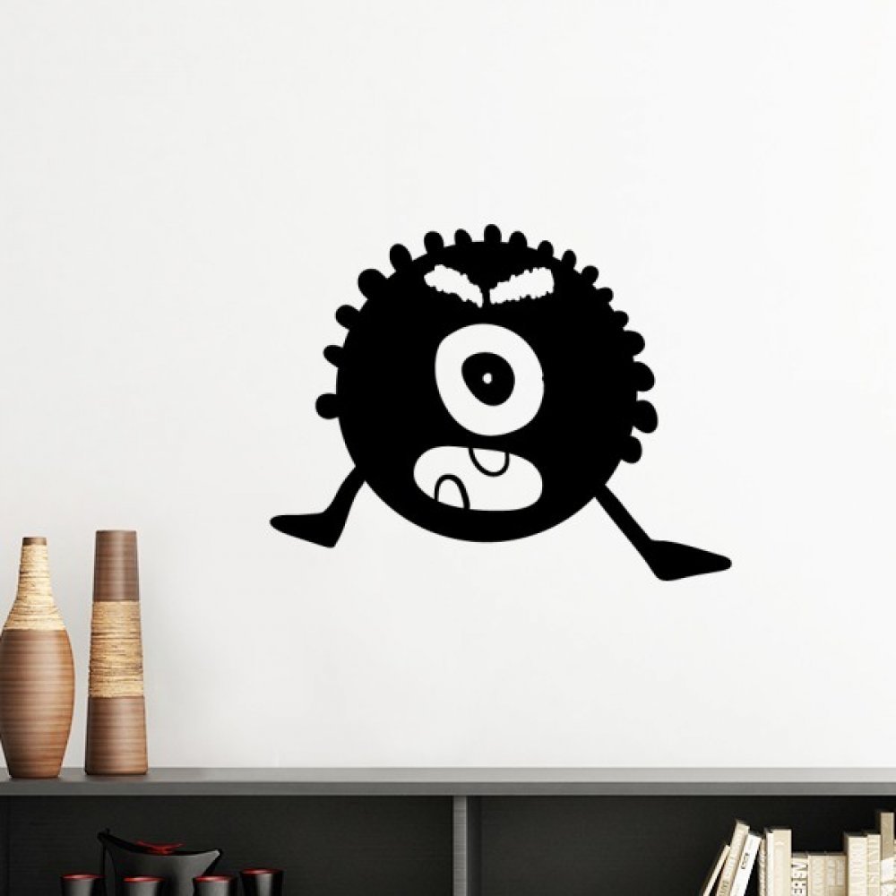 Sticker mural monstre sans trace jaune 60cm pour rénover déco