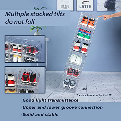 Bbyb Shoe Box,Drop Front Shoe Box,Clear Plastic Stackable Storage Bins,Magnetic Transparent Door Clear Storage Bins 3Pack (Large, D-Clear) #TOP3