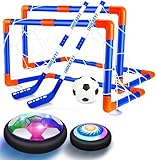 UPAUS Hover Soccer Hockey Ball Set, USB Rechargeable Air Soccer with Led Light, Floating Soccer Ball with Foam Bumper for Indoor Outdoor Sports Ball Game, Football Toy with 2 Goals for Boy Girl