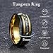 King Will 8mm Black Tungsten Wedding Band for Men Gold Line Plated with Meteorite & Foils Inlay Mens Wedding Rings Fashionable Matte Brushed Finish Domed Daily Wear Size 13