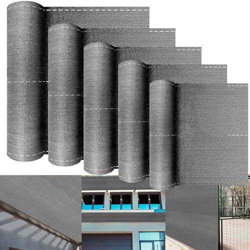 XMTECH HDPE Zaunblende Tennisblende Sichtschutz Zaun Netz aus 150 g/m², Windschutz Sonnenschutz Schattiernetz mit Kabelbinder für Sportplatz Garten Balkon - Grau, 1.5 x 10 m