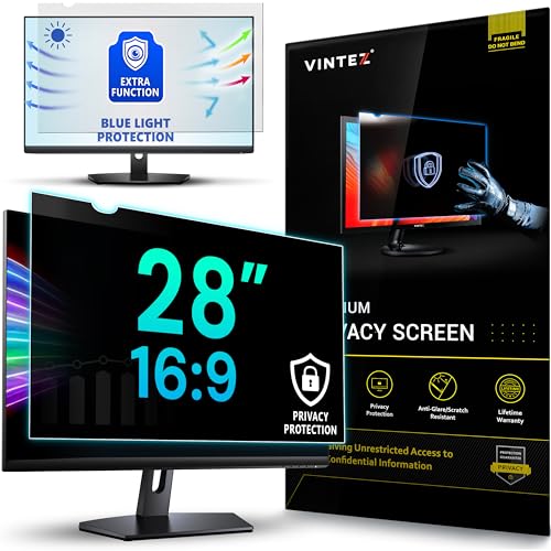 VINTEZ 28 Inch 16:9 Privacy Screen for Computer Monitor and Laptop - Anti Glare Protector Film Blue...
