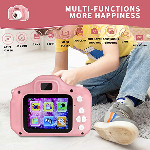 Nine Cube Kids Camera Little Toys Camera For 3-7 Year Old Girls,Toddler Video Recorder 1080P 2 Inch,Children Digital Camera Birthday Festival Gift For 3 4 5 6 7 Year Old Boys(32G Sd Card) #TOP1