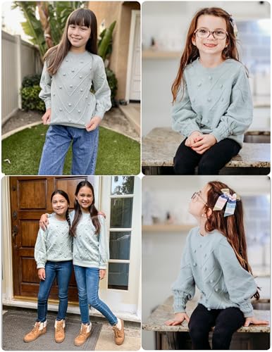 Image of Arshiner Kid Girls Crew Neck Lantern Sleeve Sweater Cute Jumper Top Pullover Outwear 5-13 Years