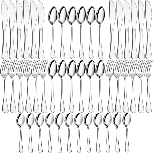 48 Pieces Cutlery Sets Joeczo Stainless Steel Cutlery Set for 12 People Cutlery Set Include 12 Forks 12 Knives 12 Spoons 12 Teaspoons Dishwasher Safe Silverware Set for Home/Restaurant