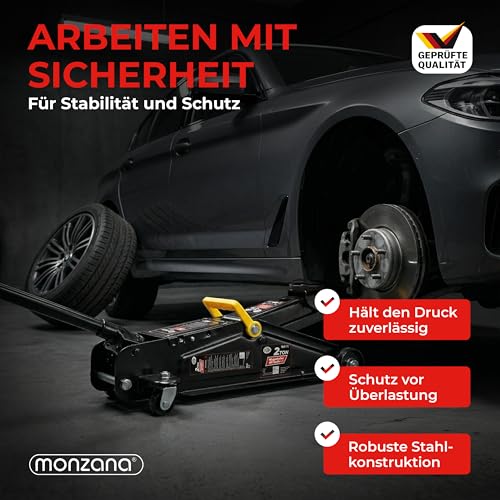 DEUBA® hydraulischer Wagenheber 2 Tonnen Flache Hubhöhe 85-330mm inkl. Koffer inkl. Gummiauflage...