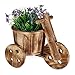 Relaxdays Blumenfahrrad, Gartendeko, draußen, Blumenkarre zum Bepflanzen, H x B x T: 25 x 30 x 16,5 cm, Holz, Natur