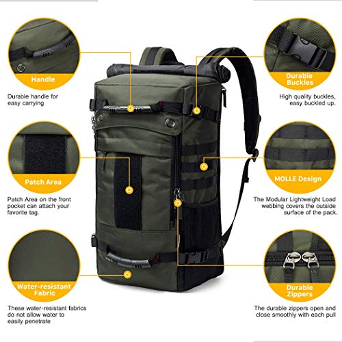 Mardingtop 40L Duffle Backpack Molle Travel Sports Gym Carry-On Bag for Men Women 6346-Army Green