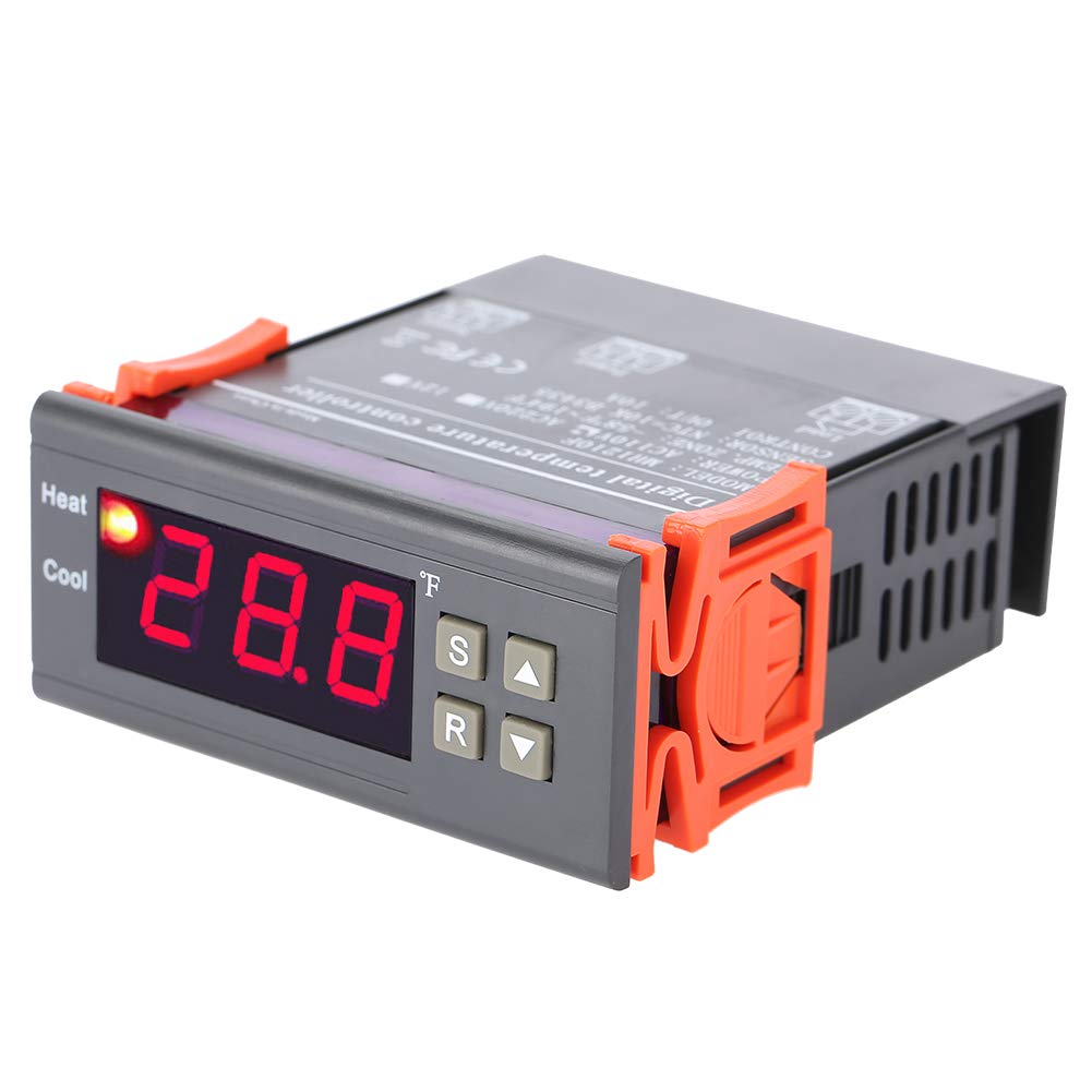 Cooling Heating Digital Thermostat, MH1210F Digital Temperature Control Controller Thermostat -58~194℉ Fahrenheit Sensor AC110V