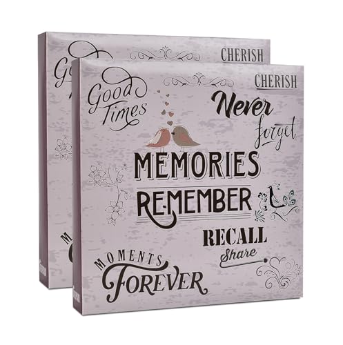 Large Slip in Pockets 3-Ring Binder Photo Album Holds Fits 500 6x4'' Photos Wedding Baby Birthday by Arpan (Slogan Art - Pack of 2)
