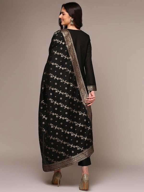 Image of Vaamsi Women's Chanderi Ethnic Motifs Woven Design Straight Kurta Pant With Dupatta With Cotton Inner