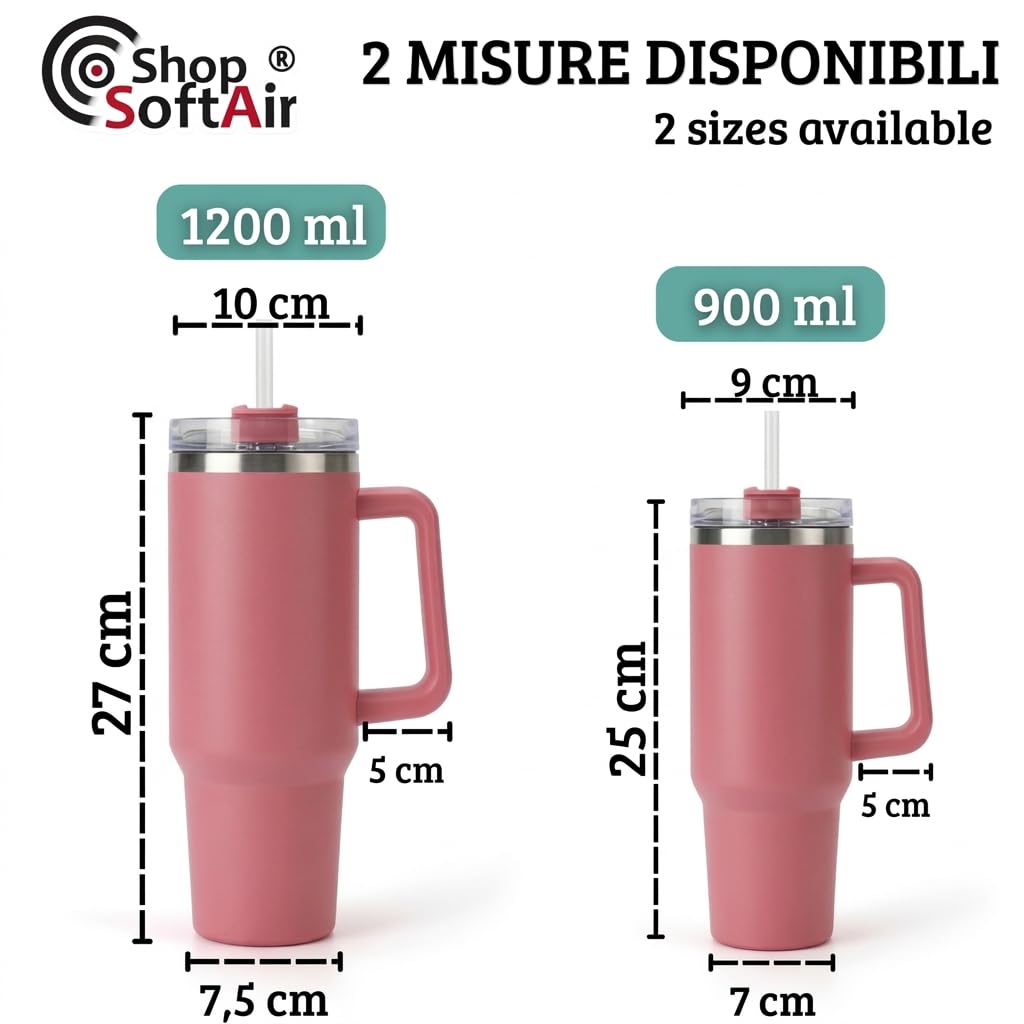 Borraccia termica da tavolo realizzata in acciaio inox di alta qualità, progettata per mantenere le bevande alla temperatura ideale, da 900 o 1200 ml, 6 colori (Rosa, 900 ml)