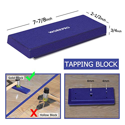 WORKPRO Laminate Wood Flooring Installation Kit with Reinforced Double-Faced Mallet, Heavy Duty Pull Bar, Tapping Block and 30-Piece Spacers Included - Thumbnail 3